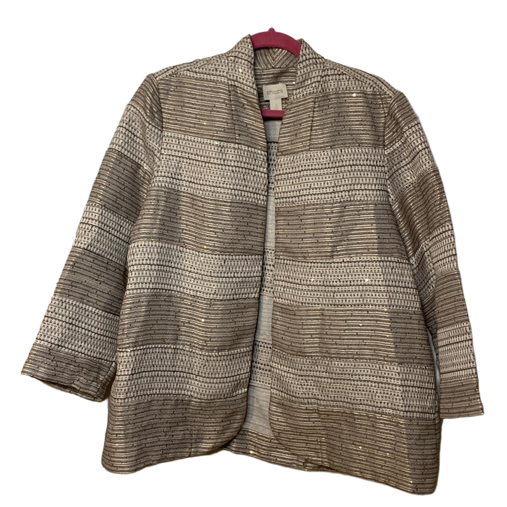 2/$18 Chico’s XL blazer jacket with metallic and sequin accents